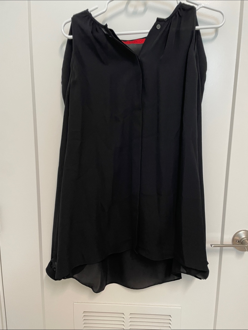 Tamara Mellon Black Chiffon Top with Red Label